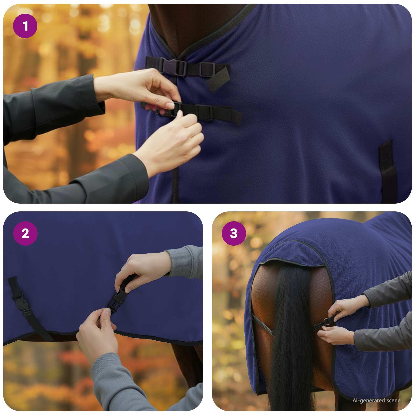vidaXL Koc dla Koni Granatowy 115 cm Poliester