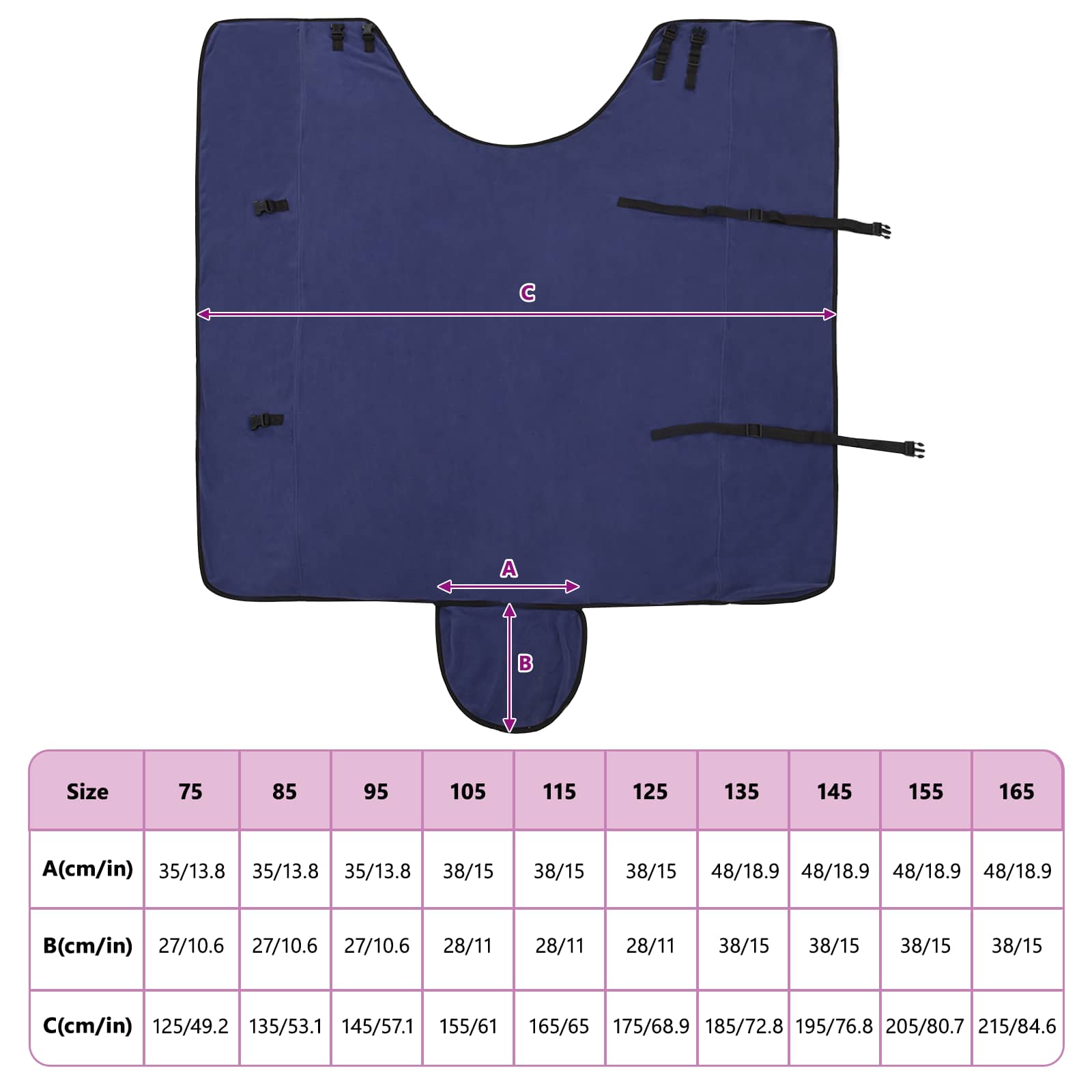 vidaXL Koc dla Koni Granatowy 145 cm Poliester