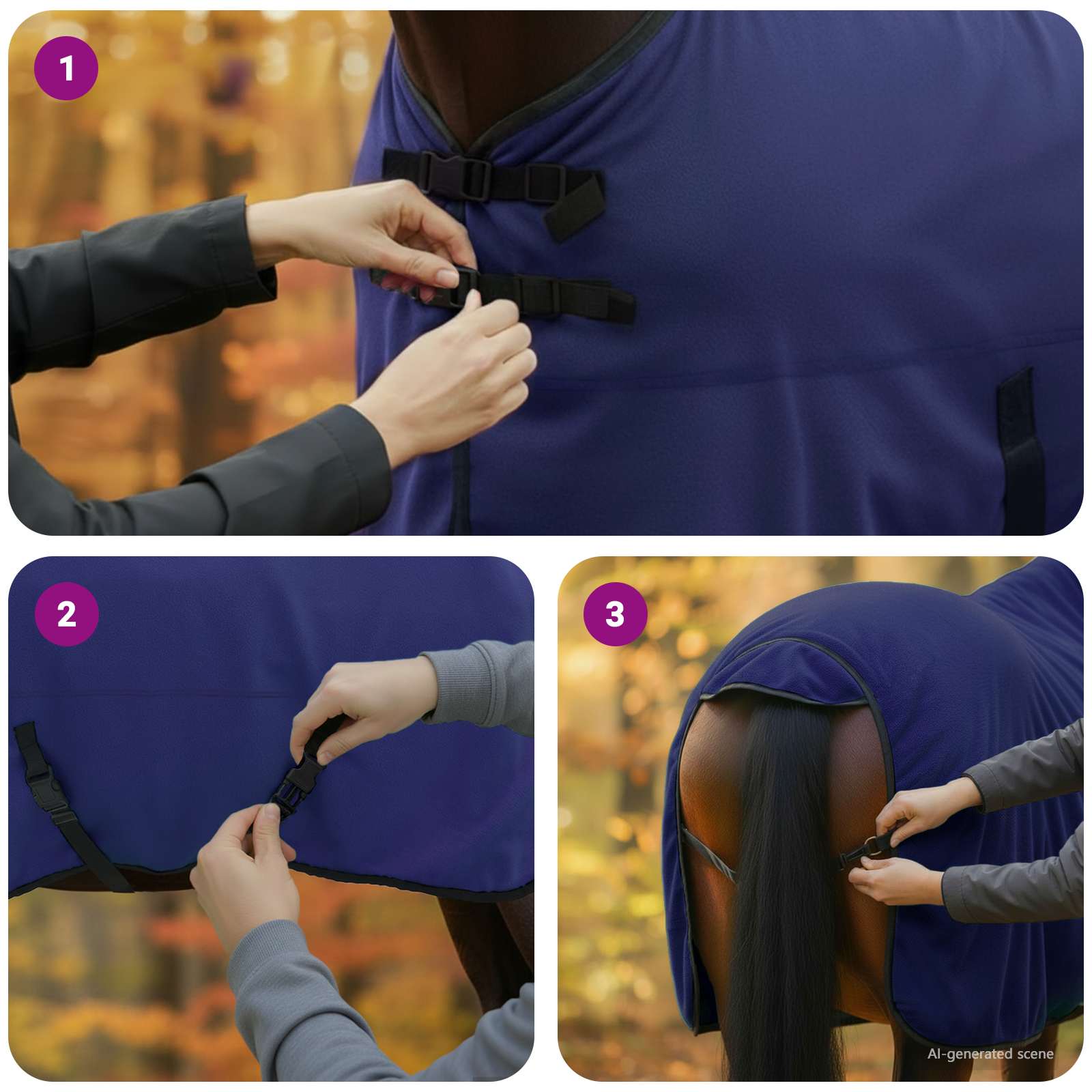 vidaXL Koc dla Koni Granatowy 155 cm Poliester