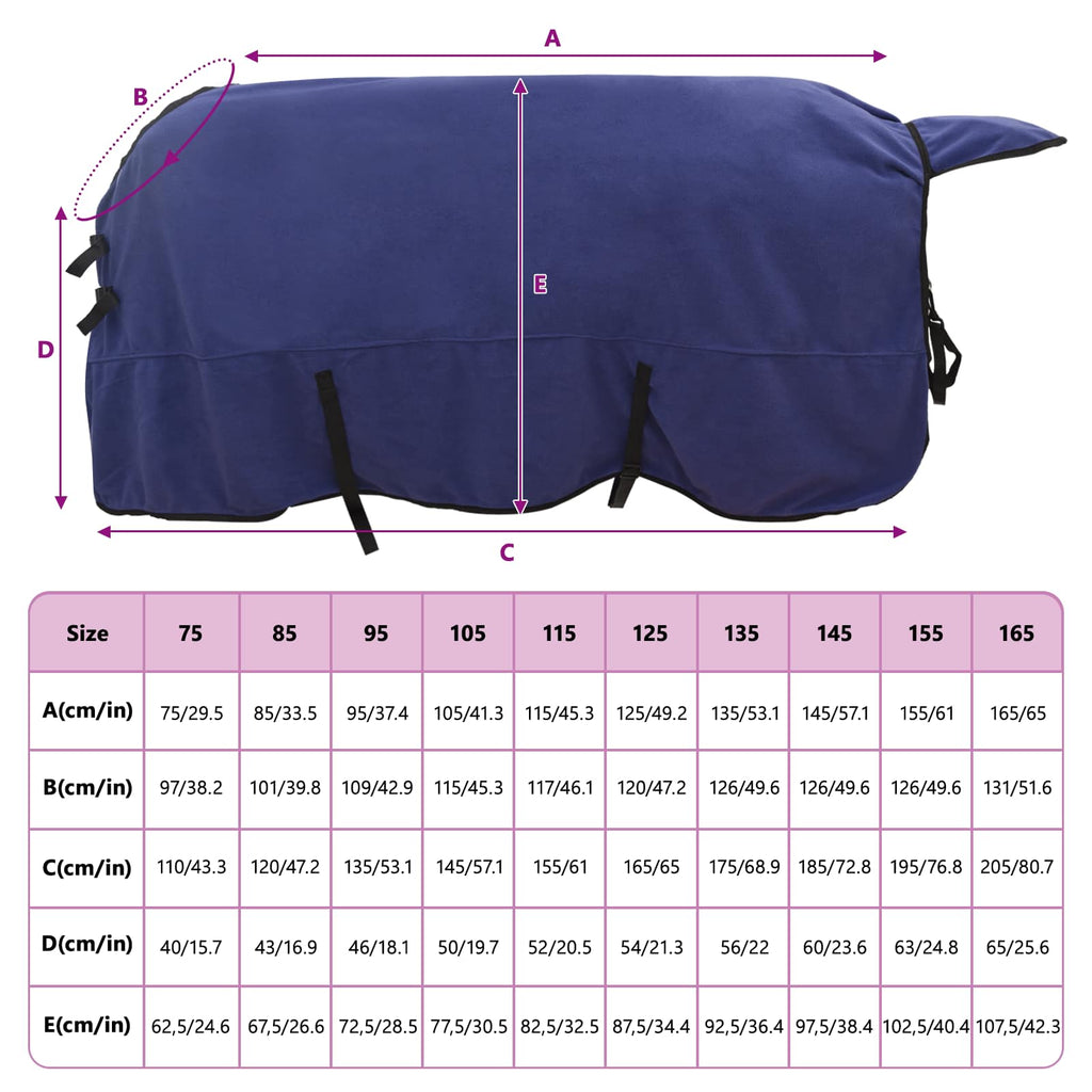 vidaXL Koc dla Koni Granatowy 165 cm Poliester