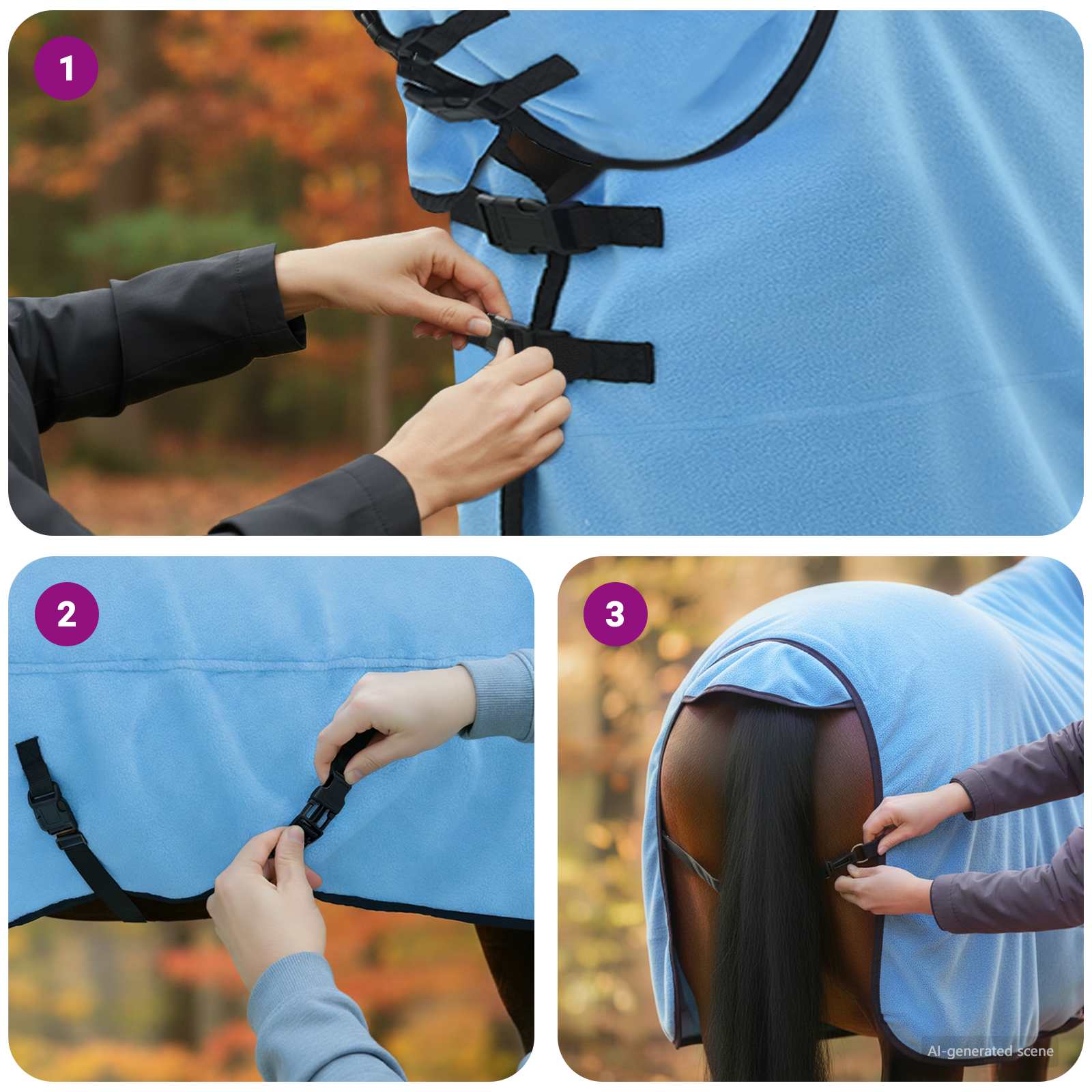 vidaXL Koc dla Koni Pełny Aqua 165 cm Poliester