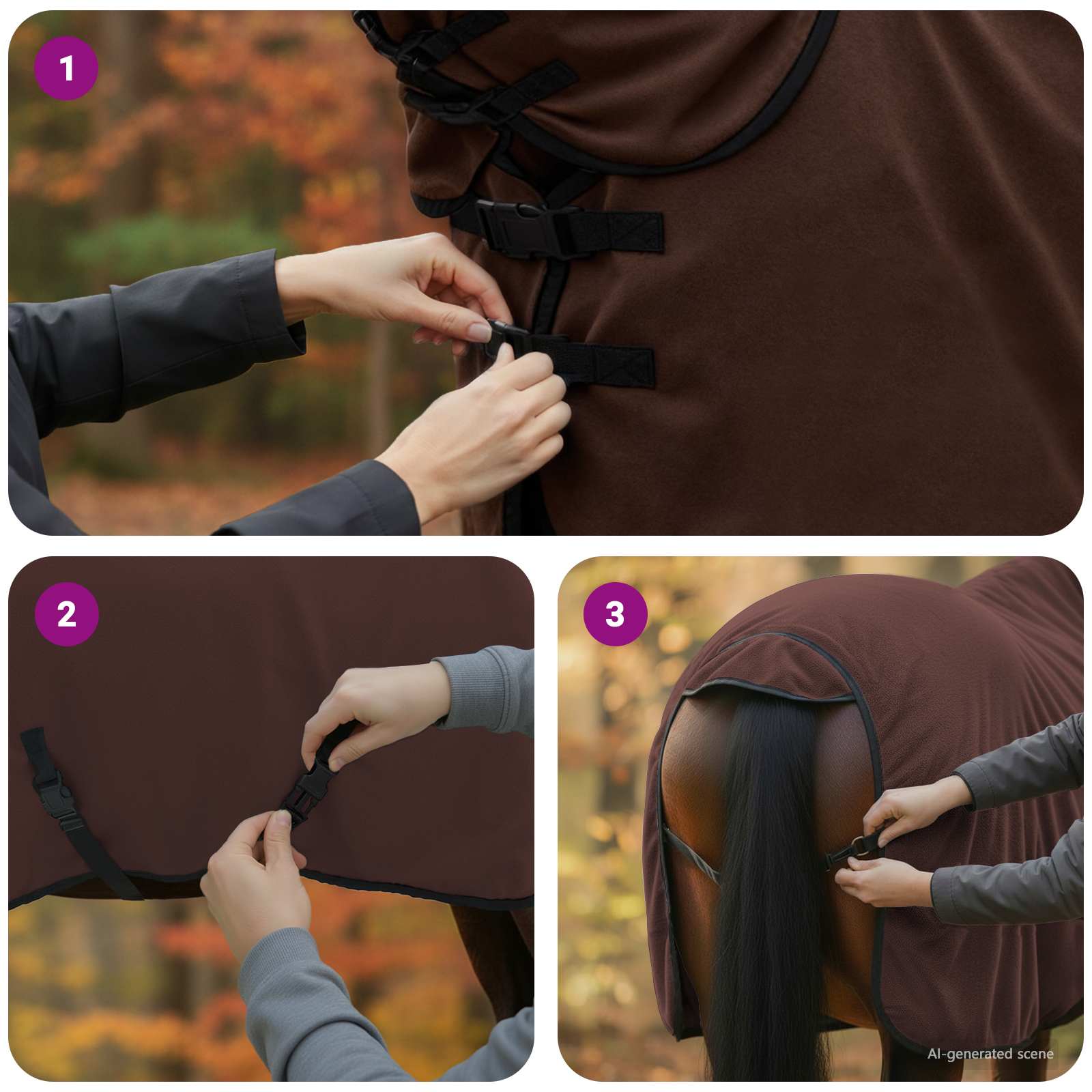 vidaXL Koc dla Koni Pełny Ciemny Brąz 95 cm Poliester