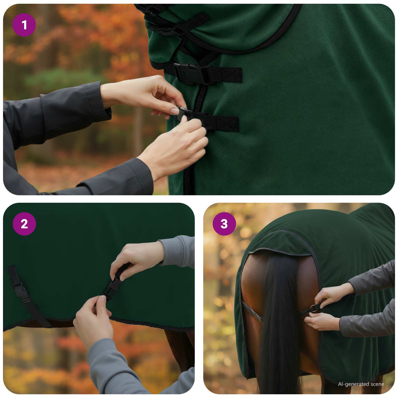 vidaXL Koc dla Koni Pełny ciemnozielony 85 cm Poliester