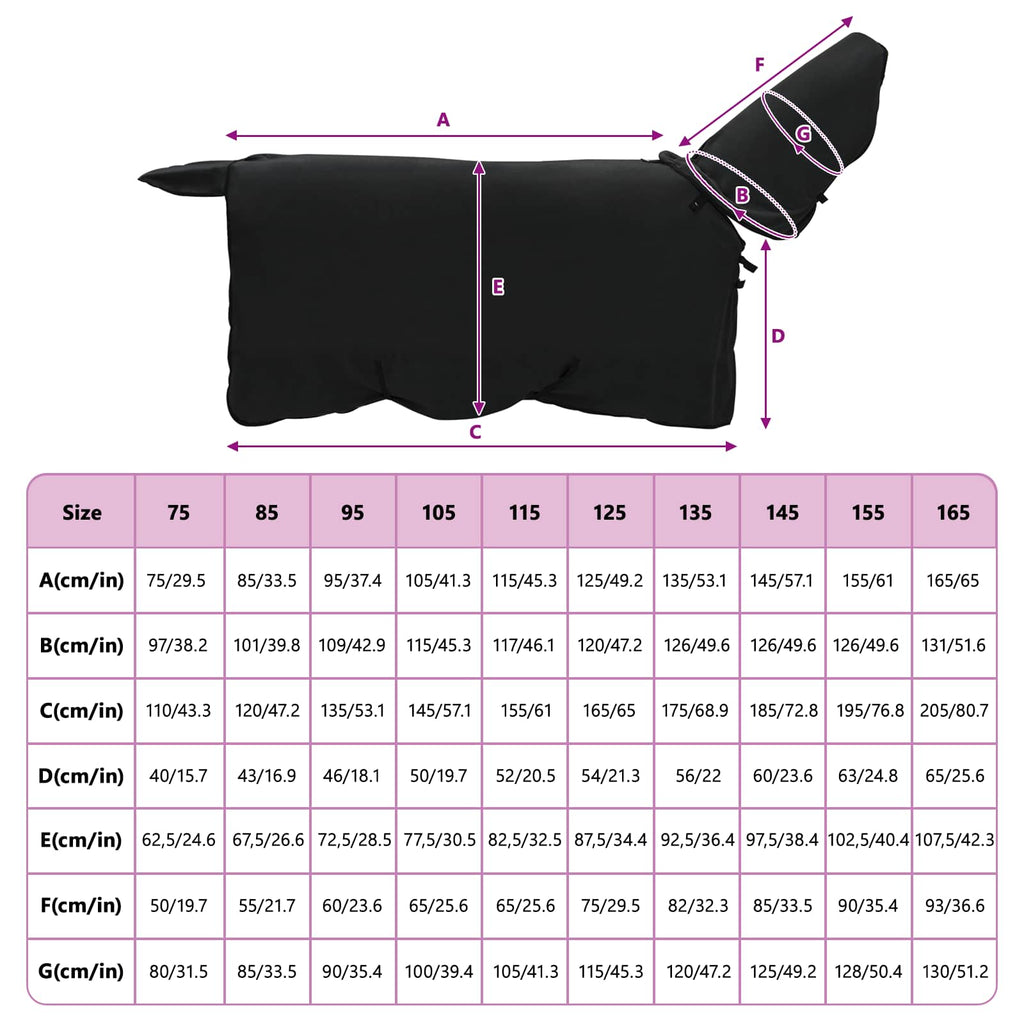 vidaXL Koc dla Koni Czarny 75 cm Poliester