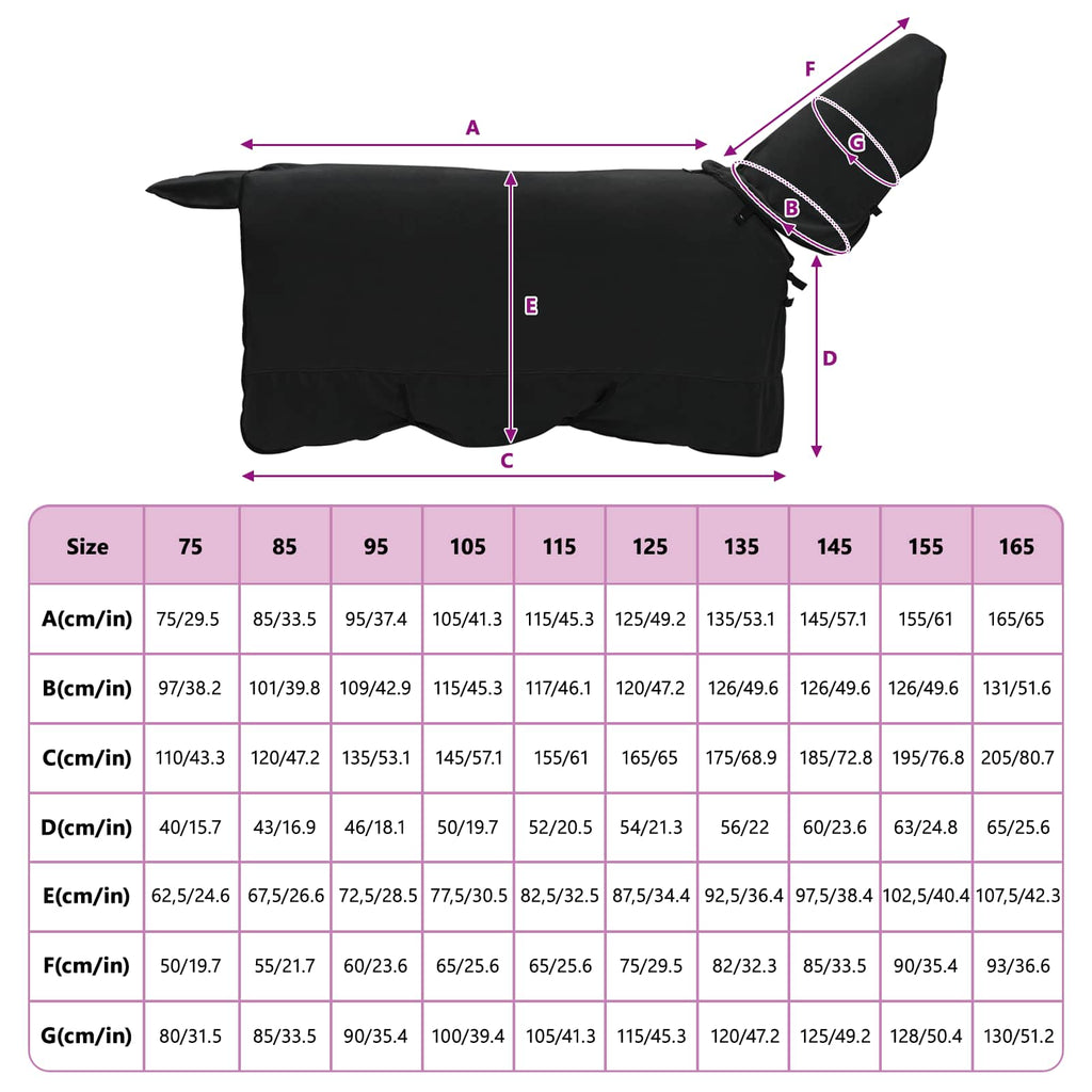 vidaXL Koc dla Koni Czarny 135 cm Poliester