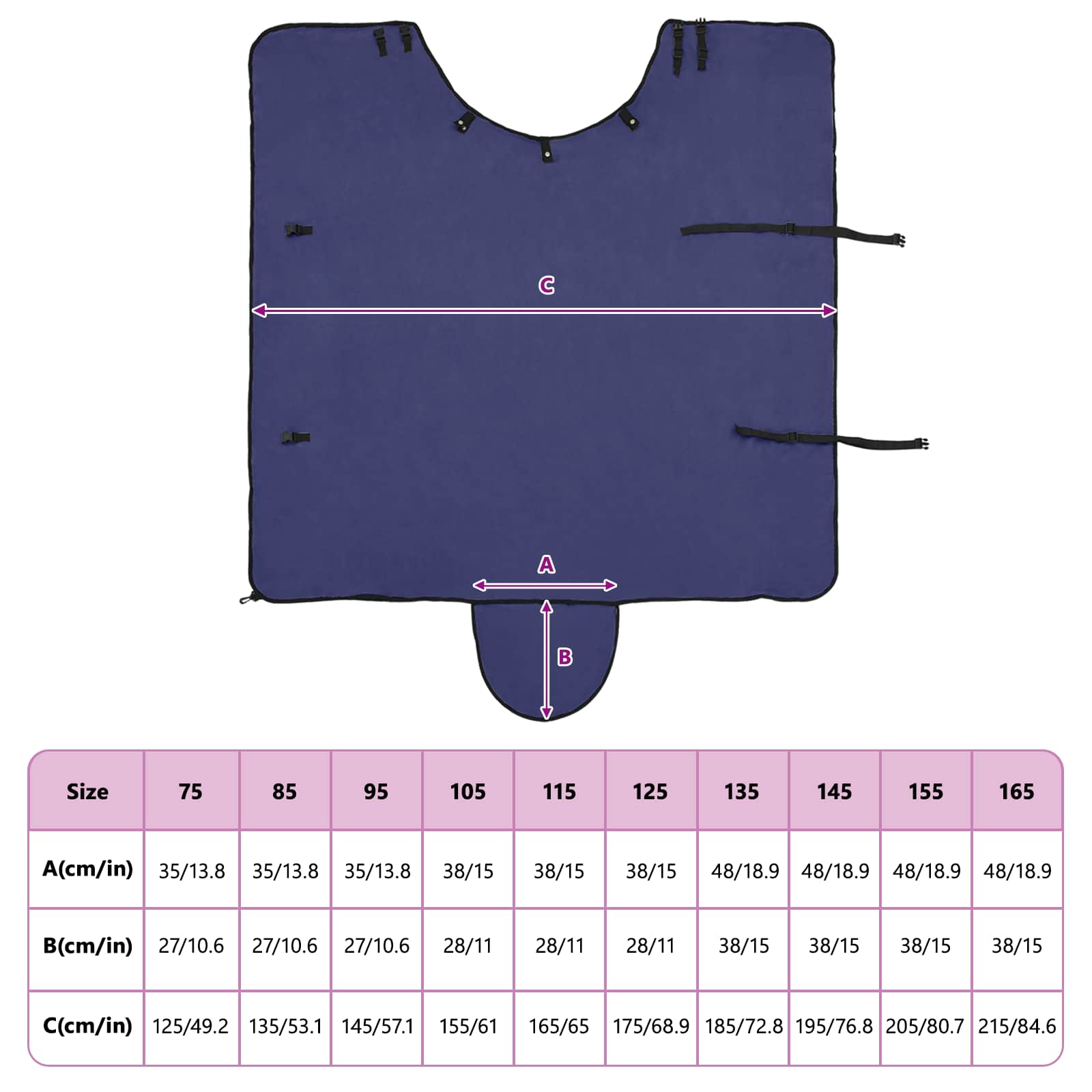 vidaXL Koc dla Koni Granatowy 115 cm Poliester