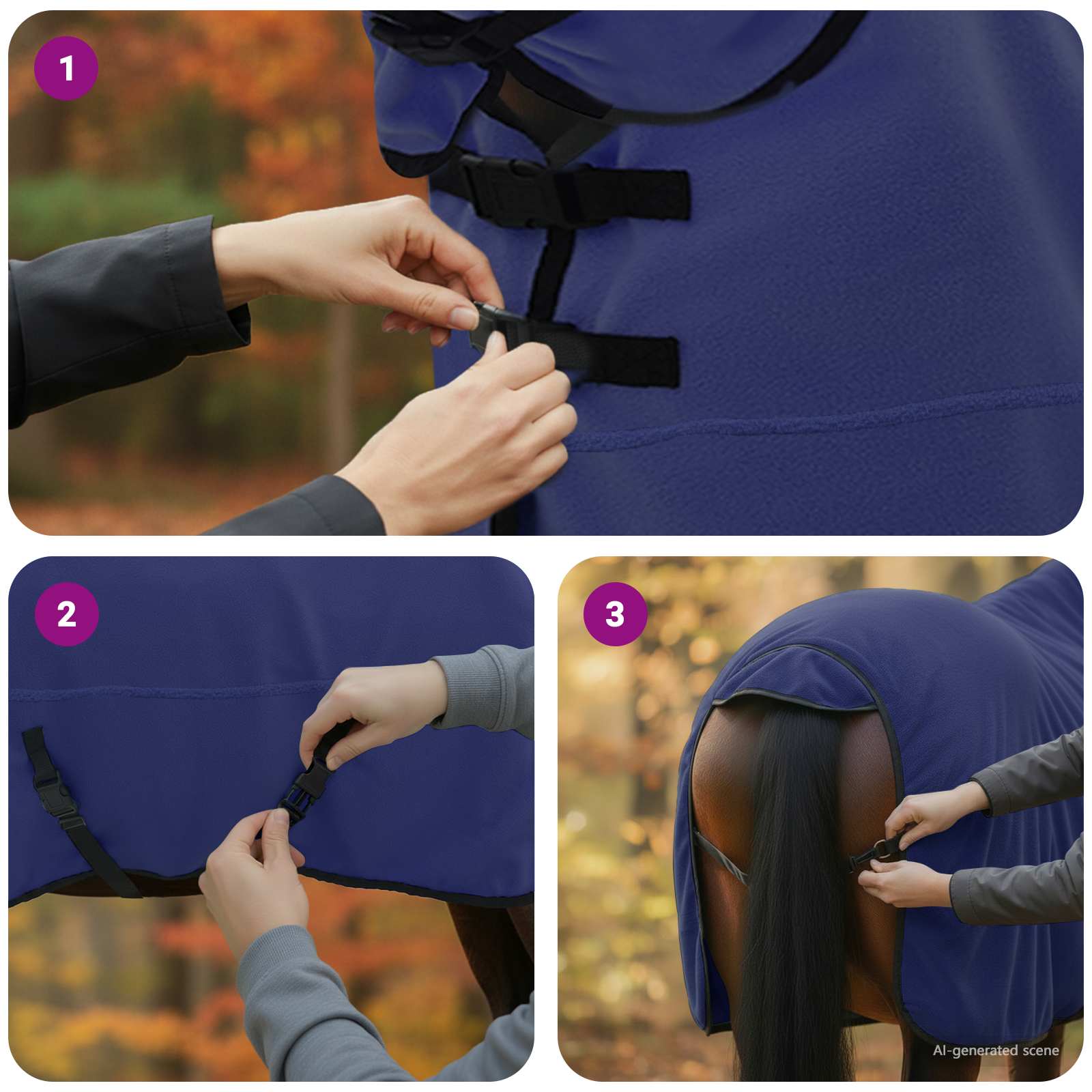 vidaXL Koc dla Koni Granatowy 125 cm Poliester