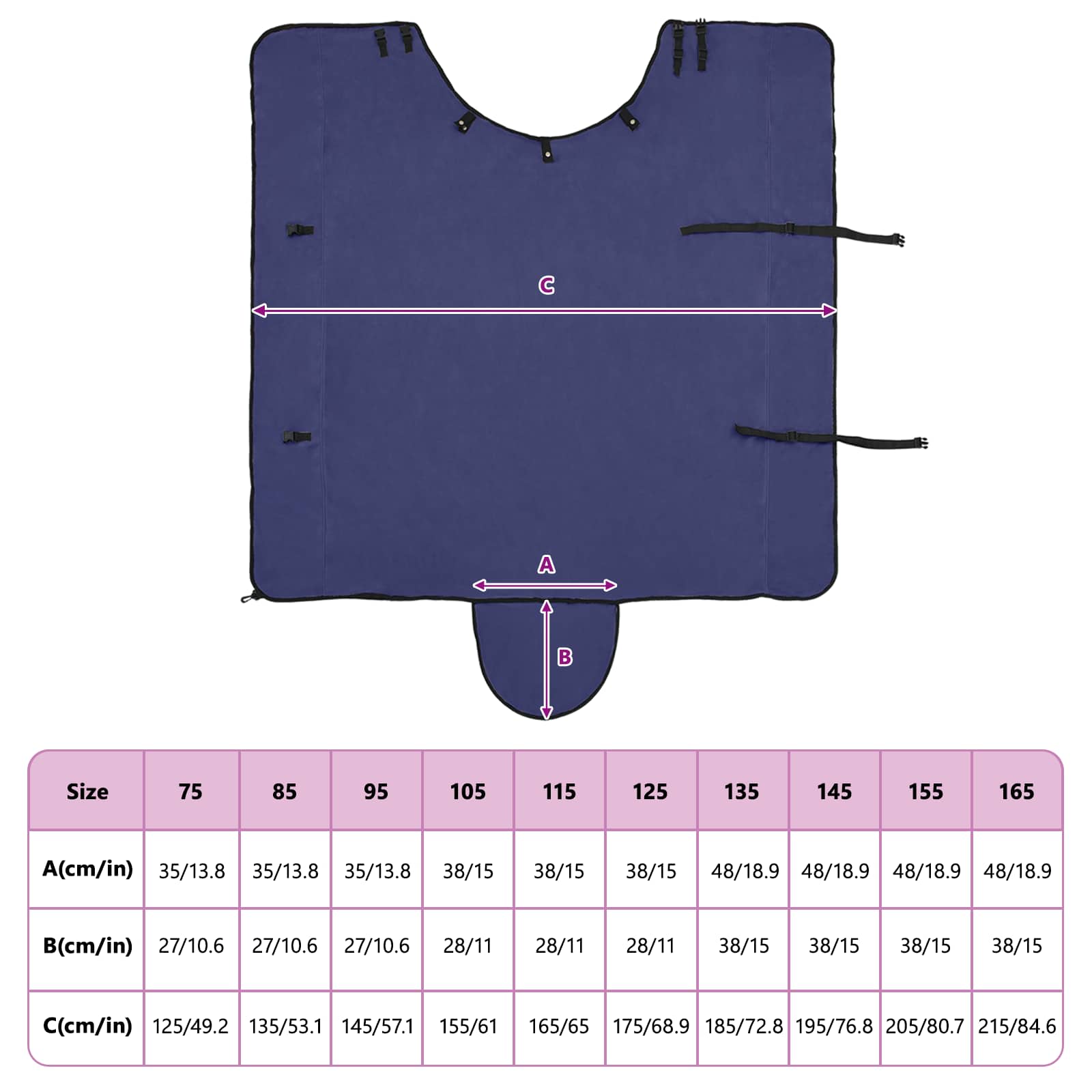 vidaXL Koc dla Koni Granatowy 125 cm Poliester