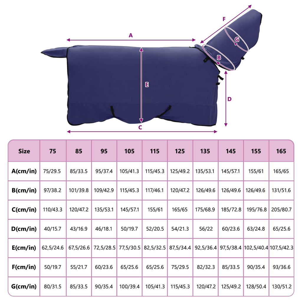 vidaXL Koc dla Koni Granatowy 135 cm Poliester