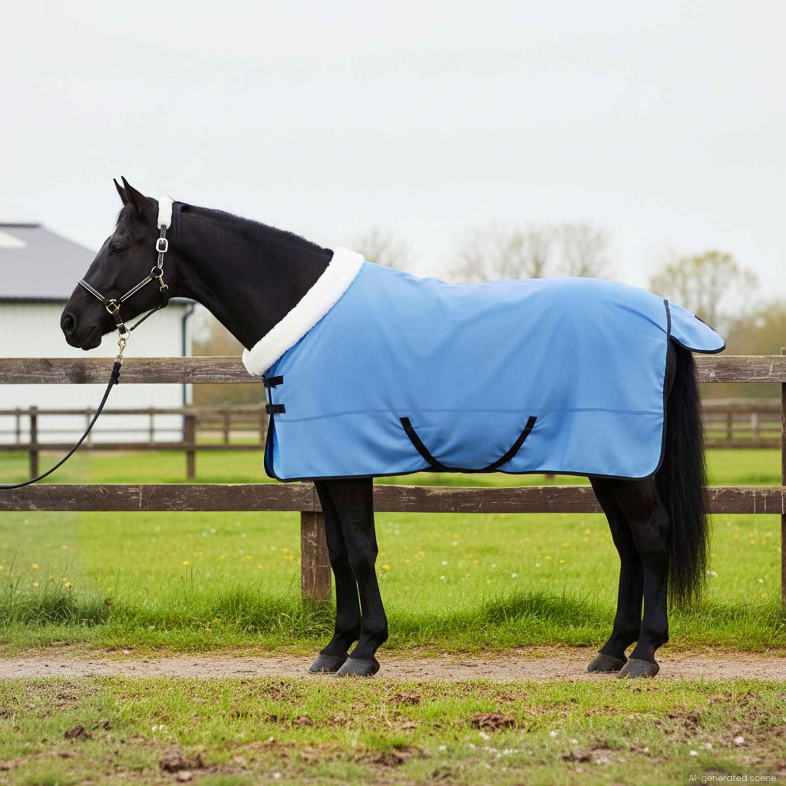 vidaXL Koc dla Koni Pełny Aqua 155 cm Polarowy fleece