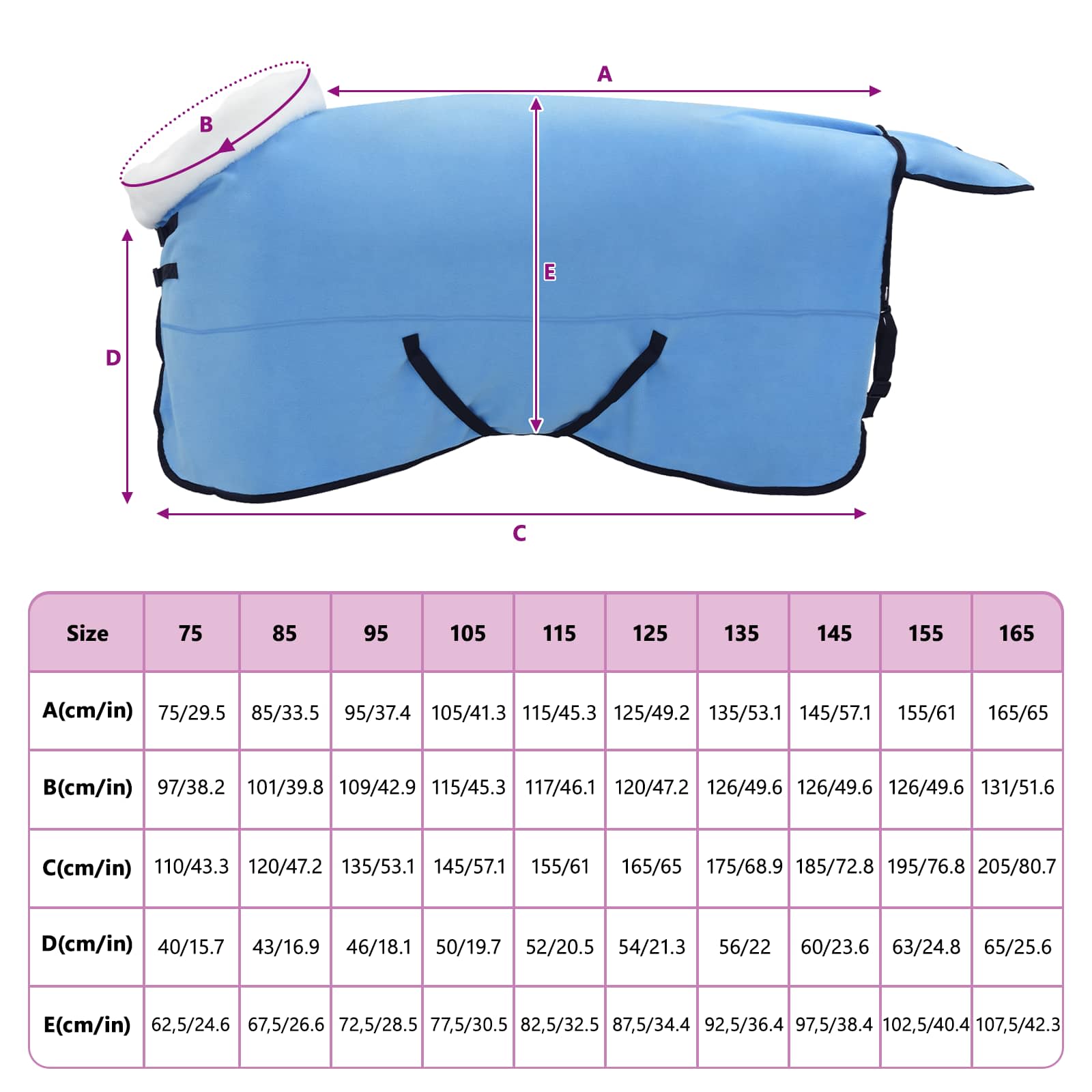 vidaXL Koc dla Koni Pełny Aqua 155 cm Polarowy fleece