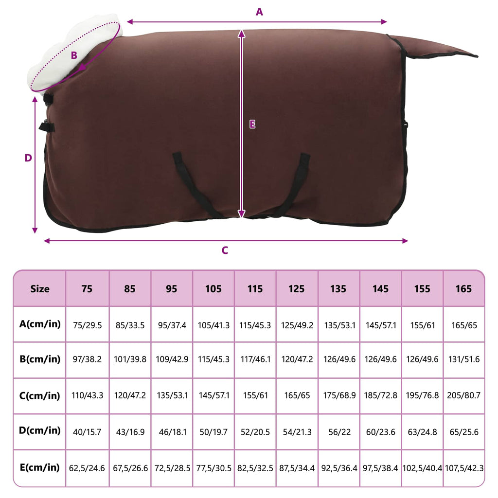 vidaXL Koc dla Koni Pełny Ciemny Brąz 95 cm Polarowy fleece