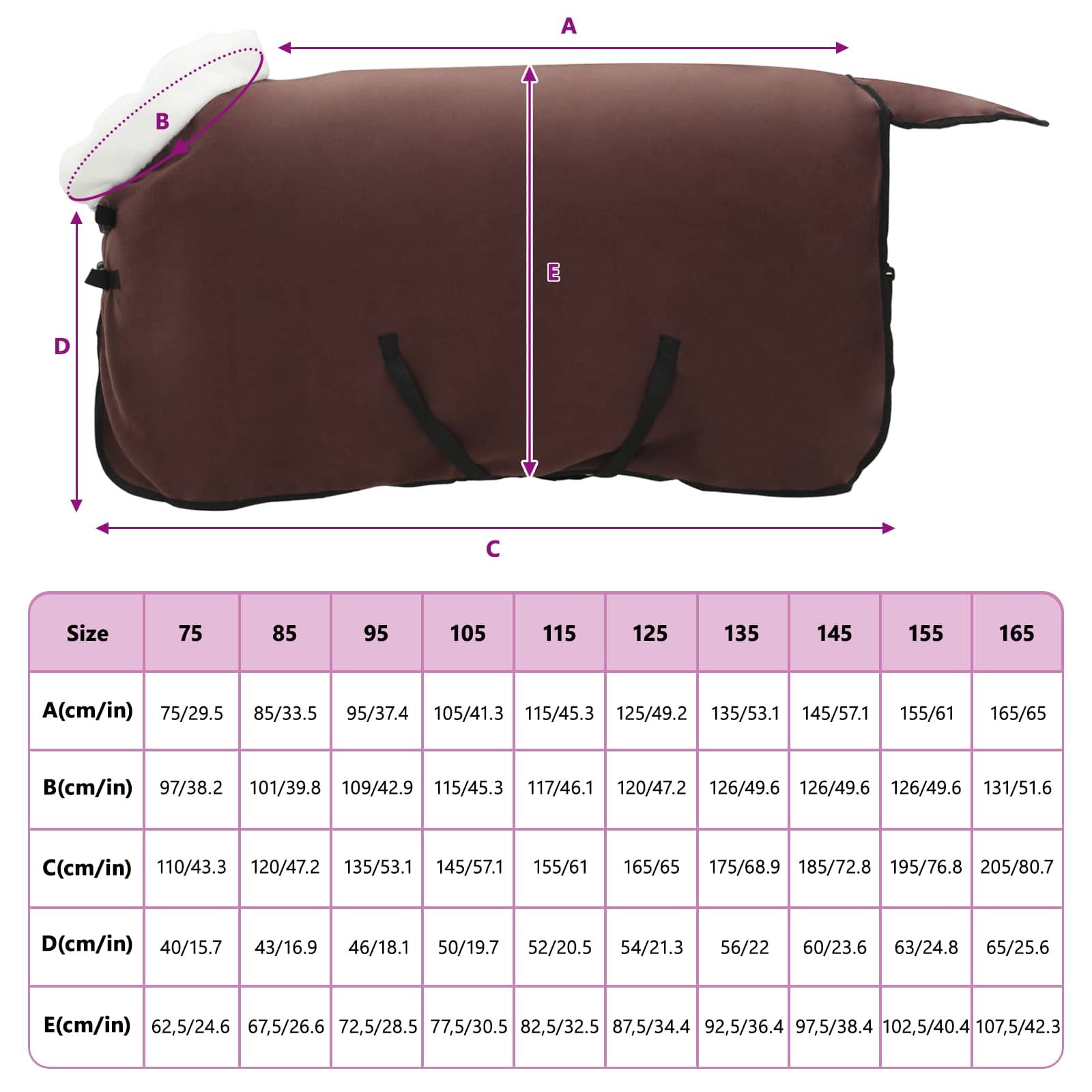vidaXL Koc dla Koni Pełny Ciemny Brąz 95 cm Polarowy fleece