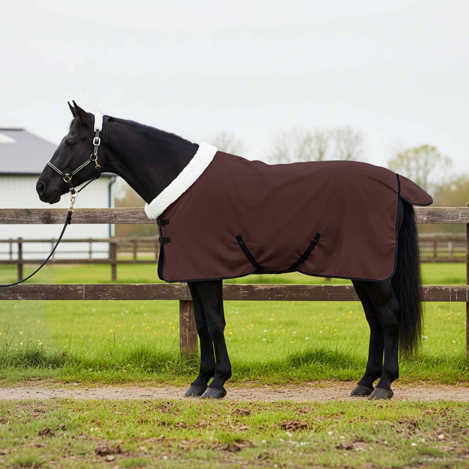 vidaXL Koc dla Koni Pełny Ciemny Brąz 115 cm Polarowy fleece