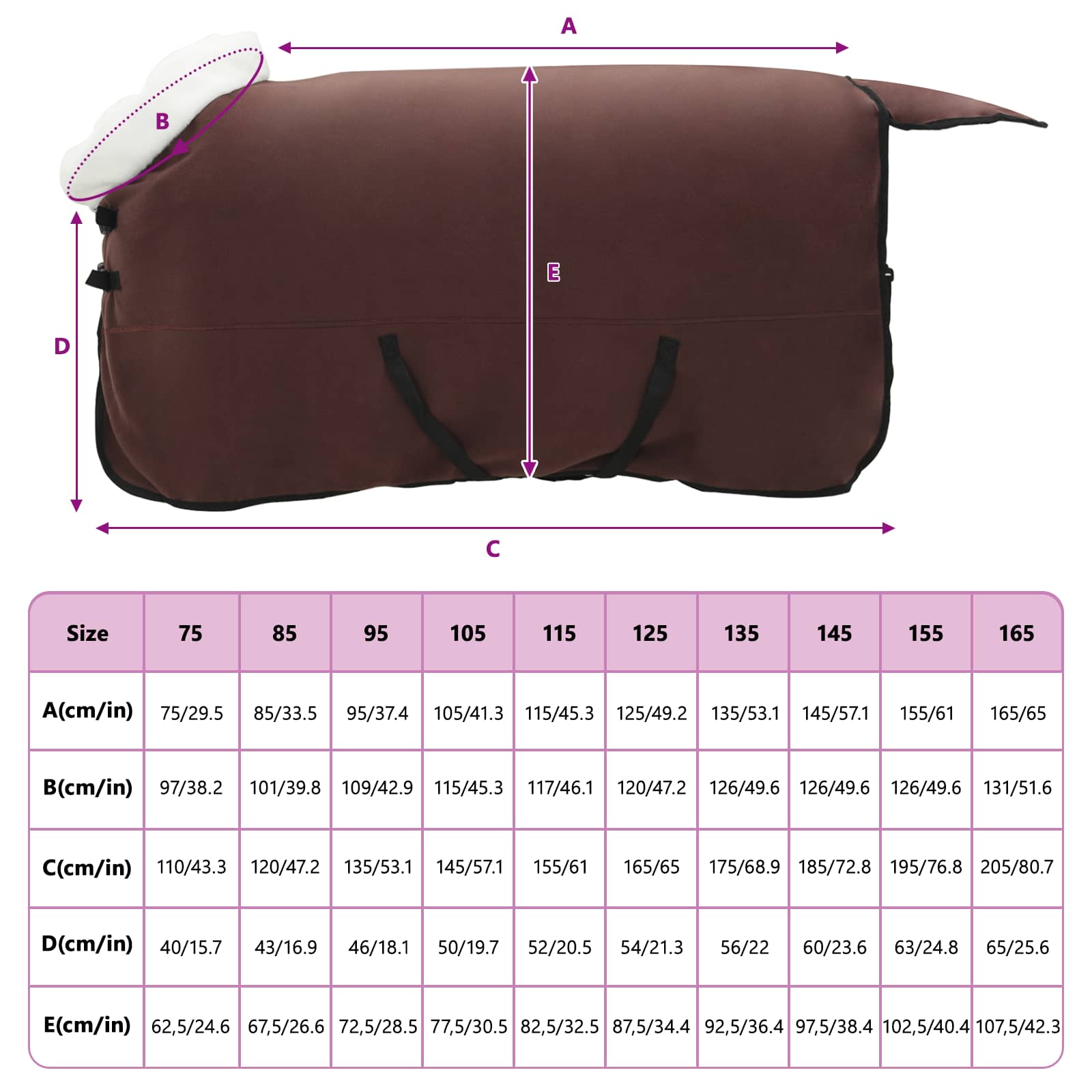 vidaXL Koc dla Koni Pełny Ciemny Brąz 155 cm Polarowy fleece