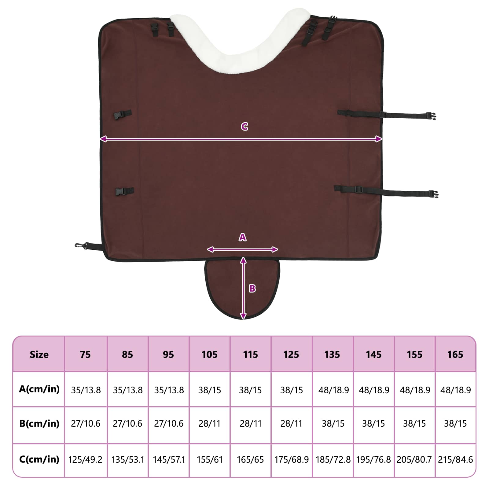 vidaXL Koc dla Koni Pełny Ciemny Brąz 155 cm Polarowy fleece
