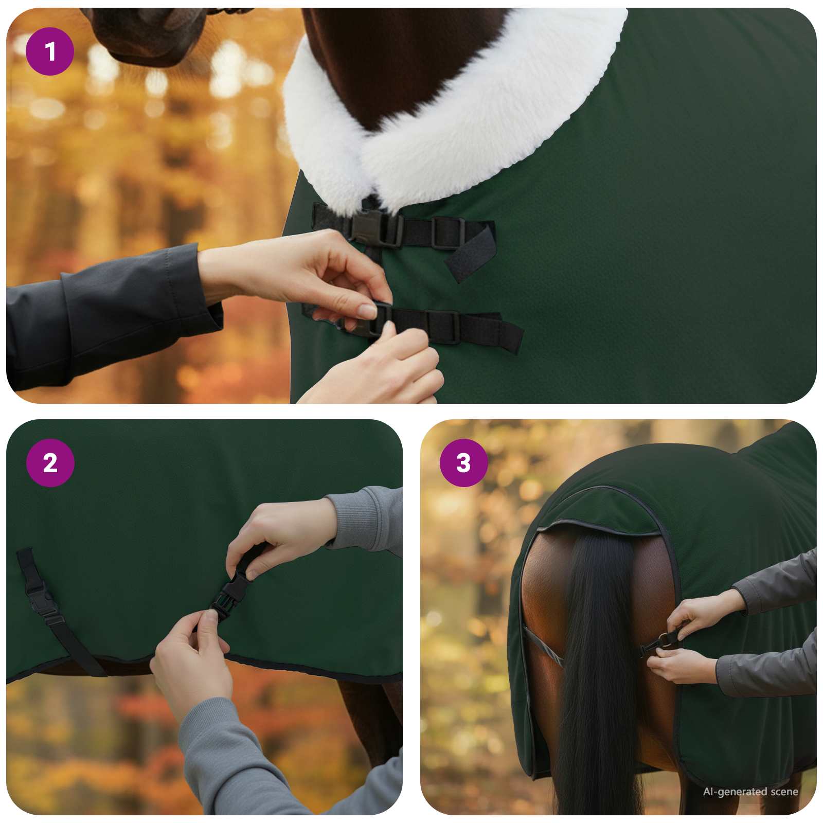 vidaXL Koc dla Koni Pełny ciemnozielony 85 cm Polarowy fleece