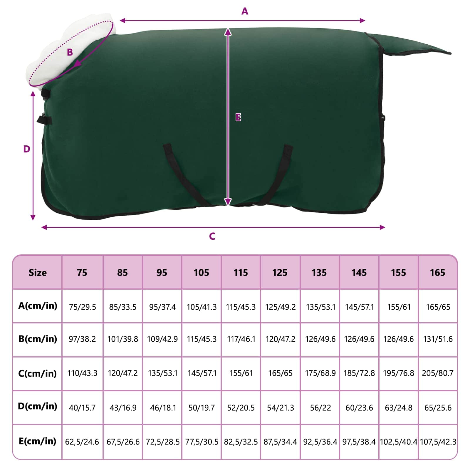 vidaXL Koc dla Koni Pełny ciemnozielony 95 cm Polarowy fleece