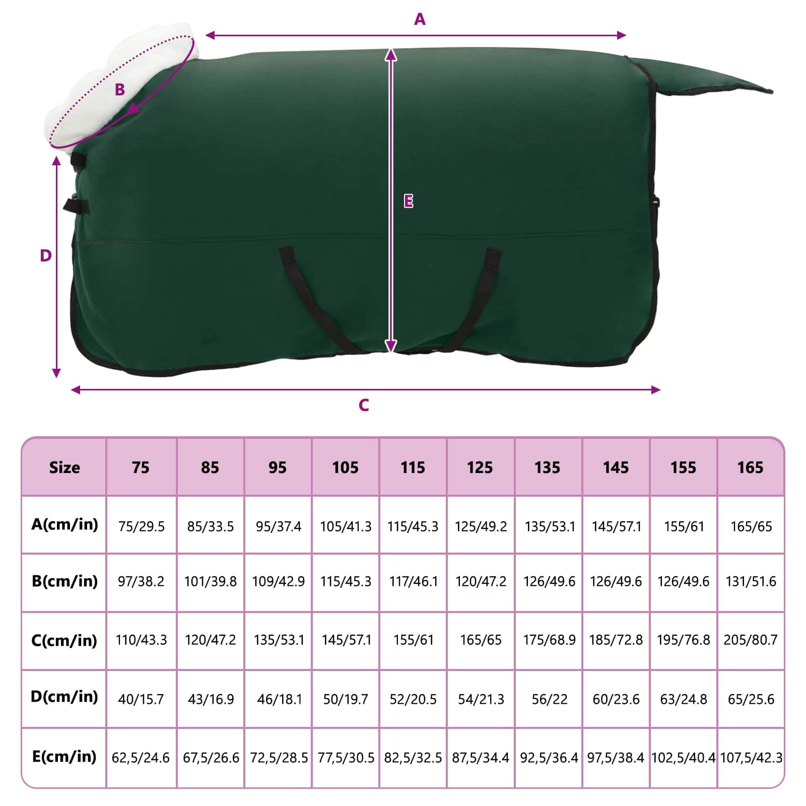 vidaXL Koc dla Koni Pełny ciemnozielony 125 cm Polarowy fleece