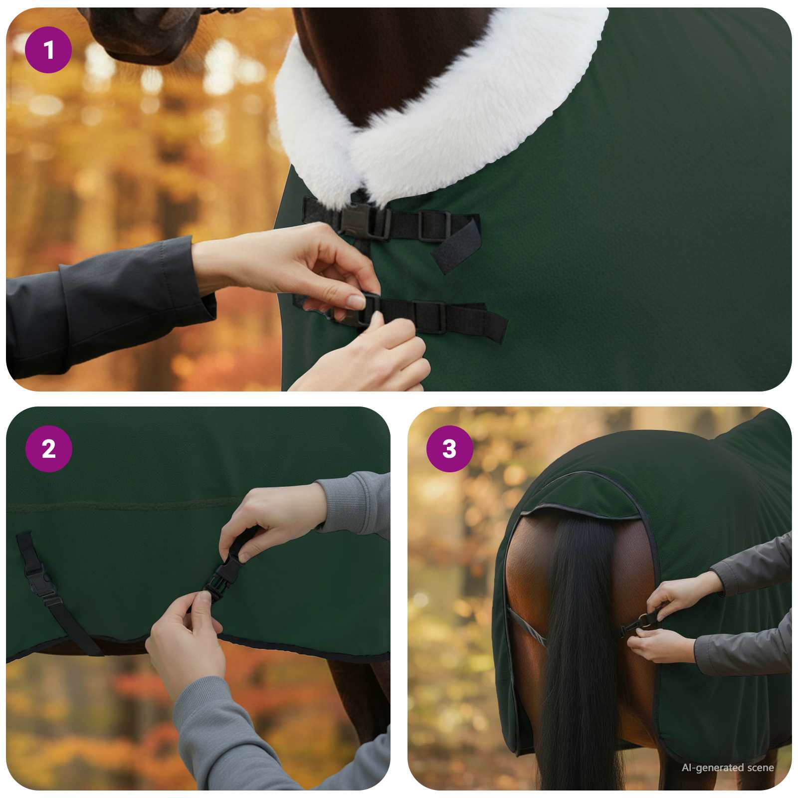 vidaXL Koc dla Koni Pełny ciemnozielony 165 cm Polarowy fleece