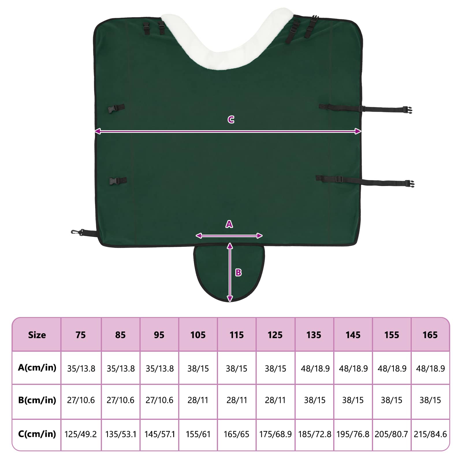 vidaXL Koc dla Koni Pełny ciemnozielony 165 cm Polarowy fleece