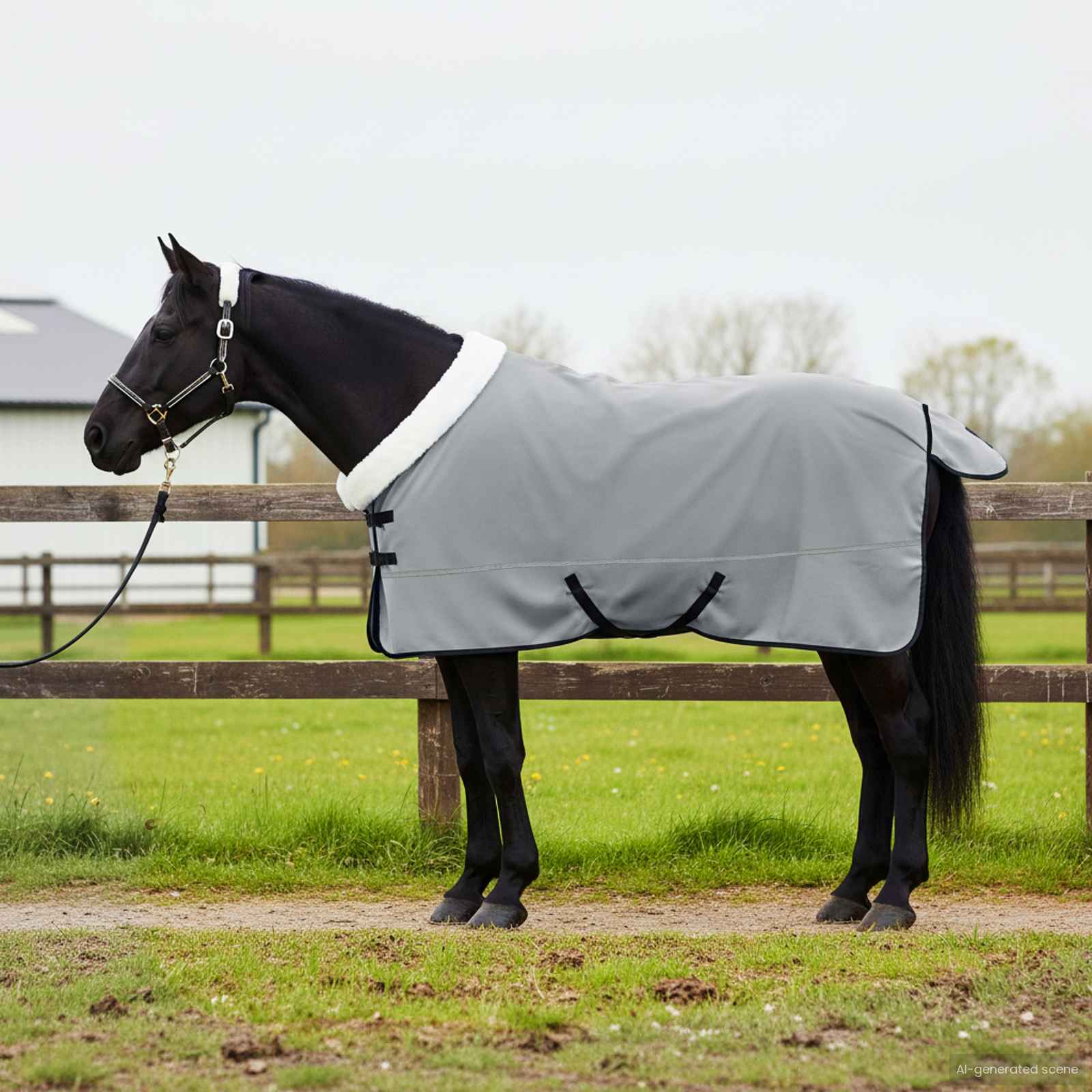 vidaXL Koc dla Koni Pełny ciemnozielony 165 cm Polarowy fleece