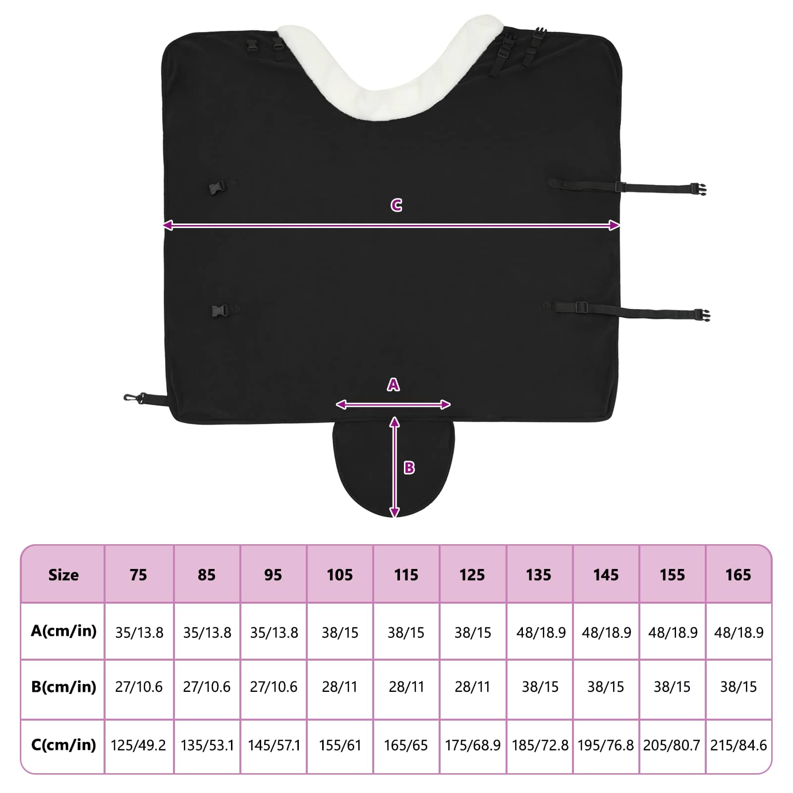 vidaXL Koc dla Koni Czarny 75 cm Polarowy fleece