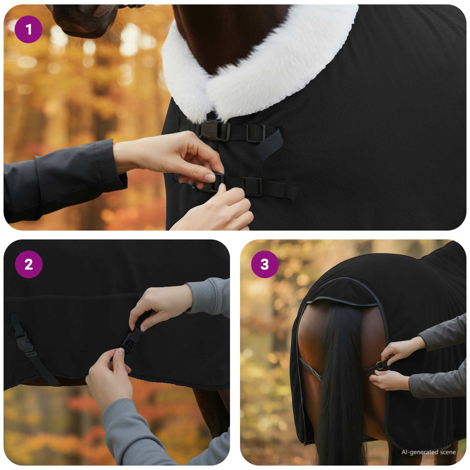 vidaXL Koc dla Koni Czarny 125 cm Polarowy fleece