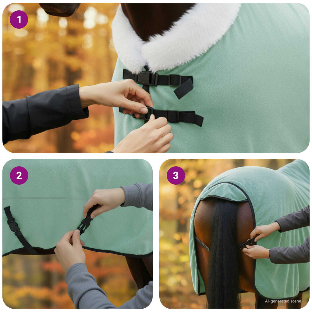 vidaXL Koc dla Koni Pełny ciemnozielony 165 cm Polarowy fleece