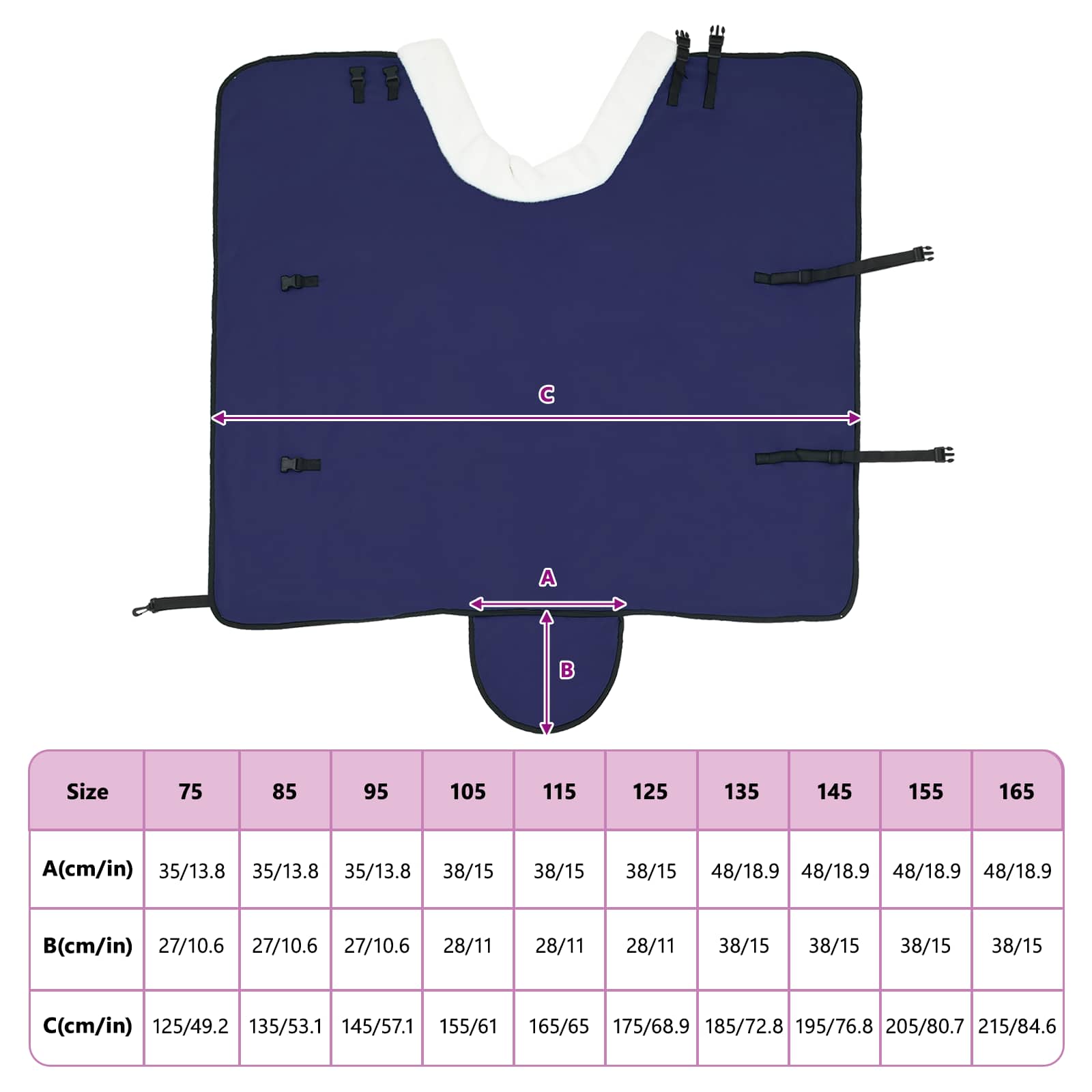 vidaXL Koc dla Koni Granatowy 115 cm Polarowy fleece