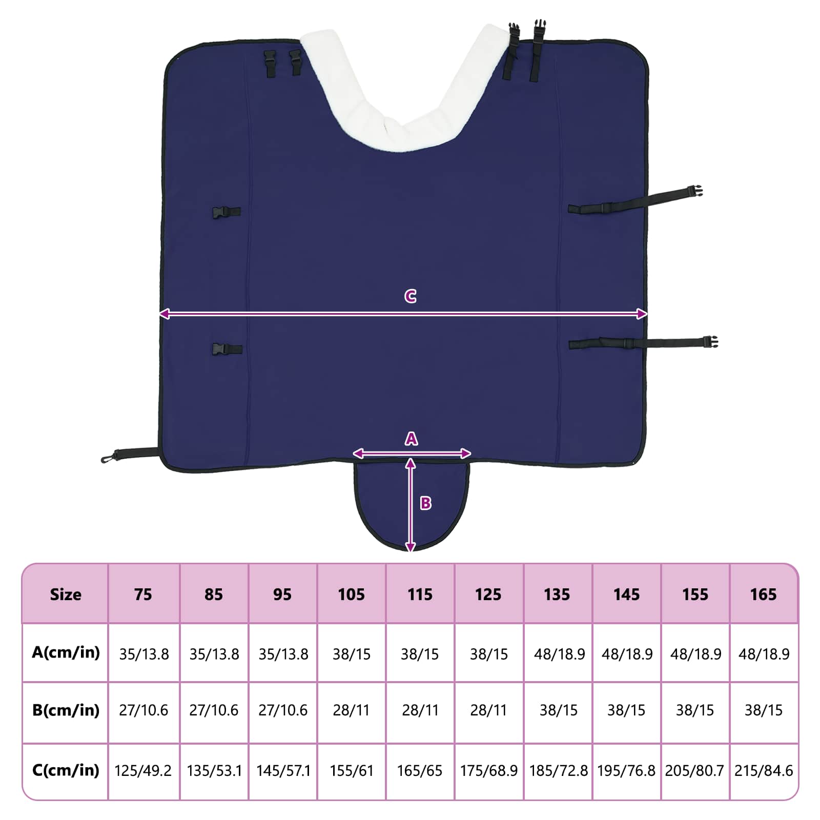 vidaXL Koc dla Koni Granatowy 135 cm Polarowy fleece