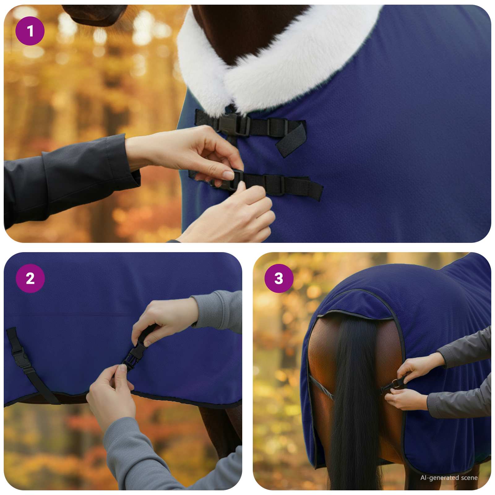 vidaXL Koc dla Koni Granatowy 165 cm Polarowy fleece