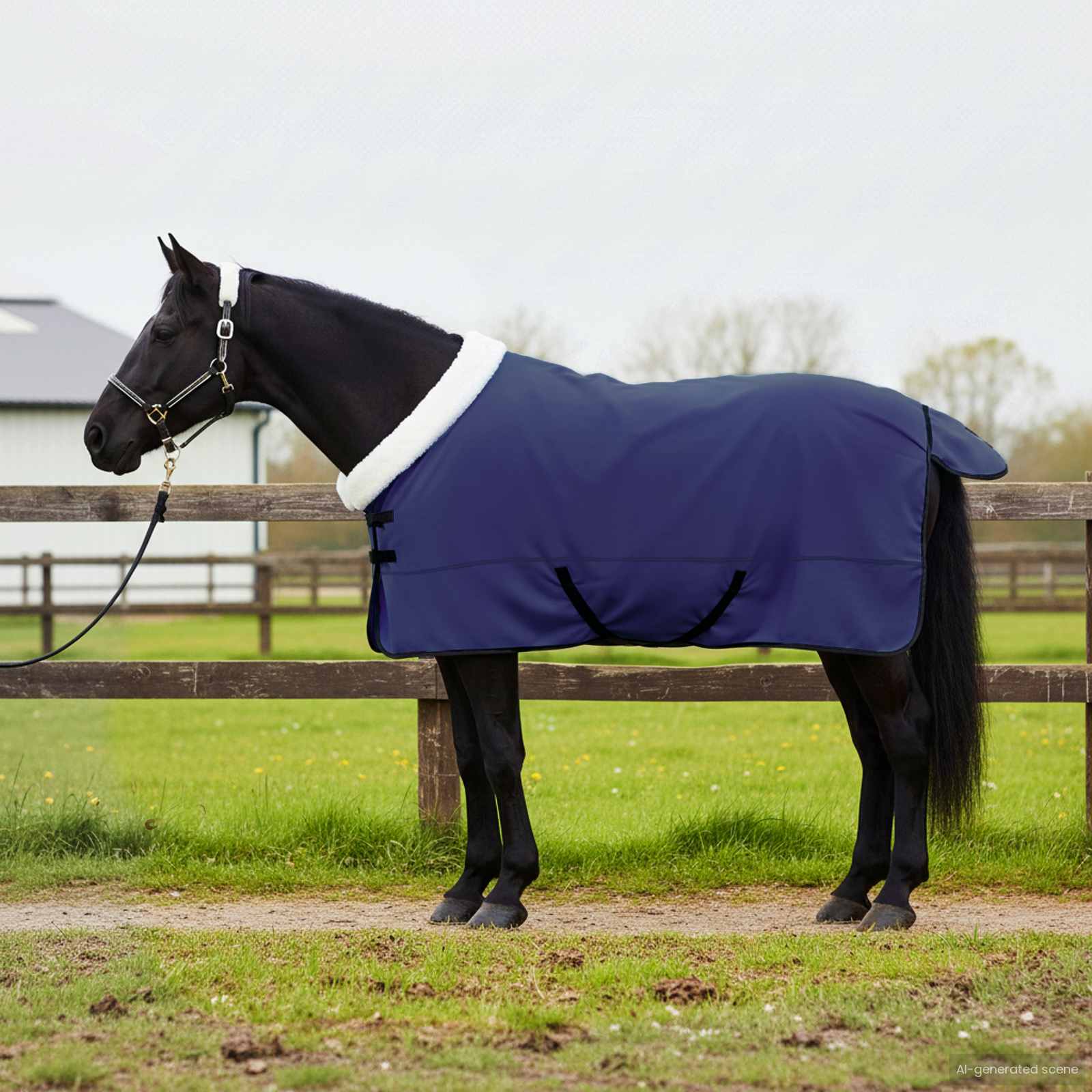 vidaXL Koc dla Koni Granatowy 165 cm Polarowy fleece
