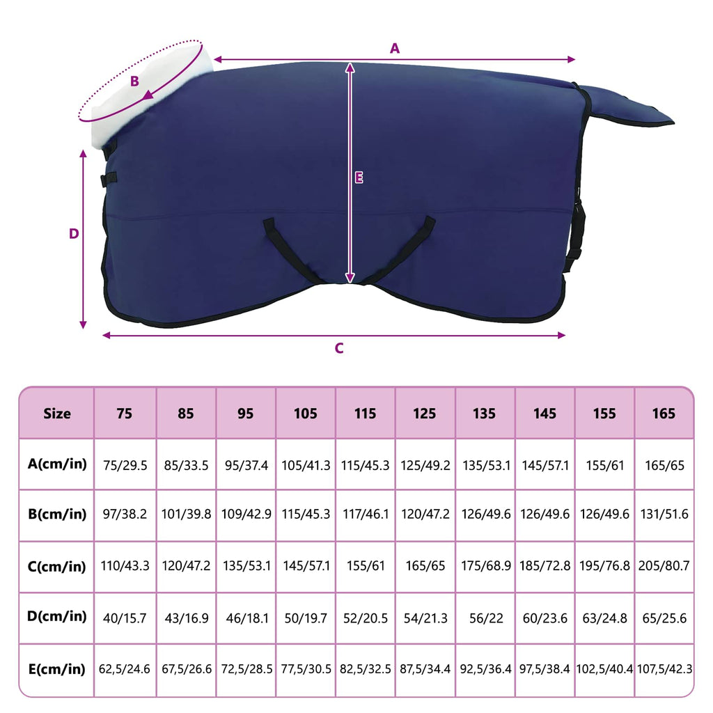 vidaXL Koc dla Koni Granatowy 165 cm Polarowy fleece