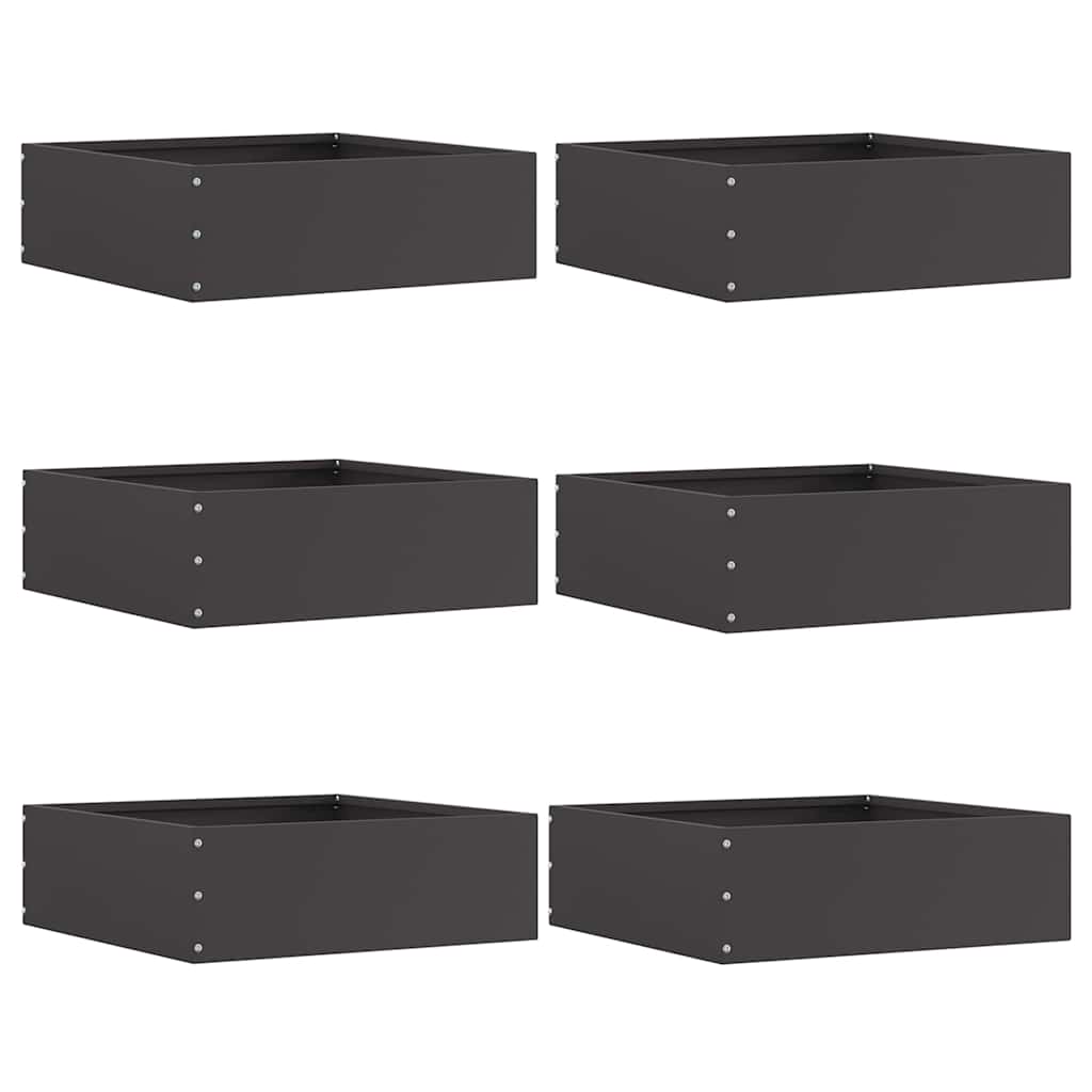 vidaXL Krawężnik do trawnika 6 pcs Czarny 40 x 40 x 13 cm Stal