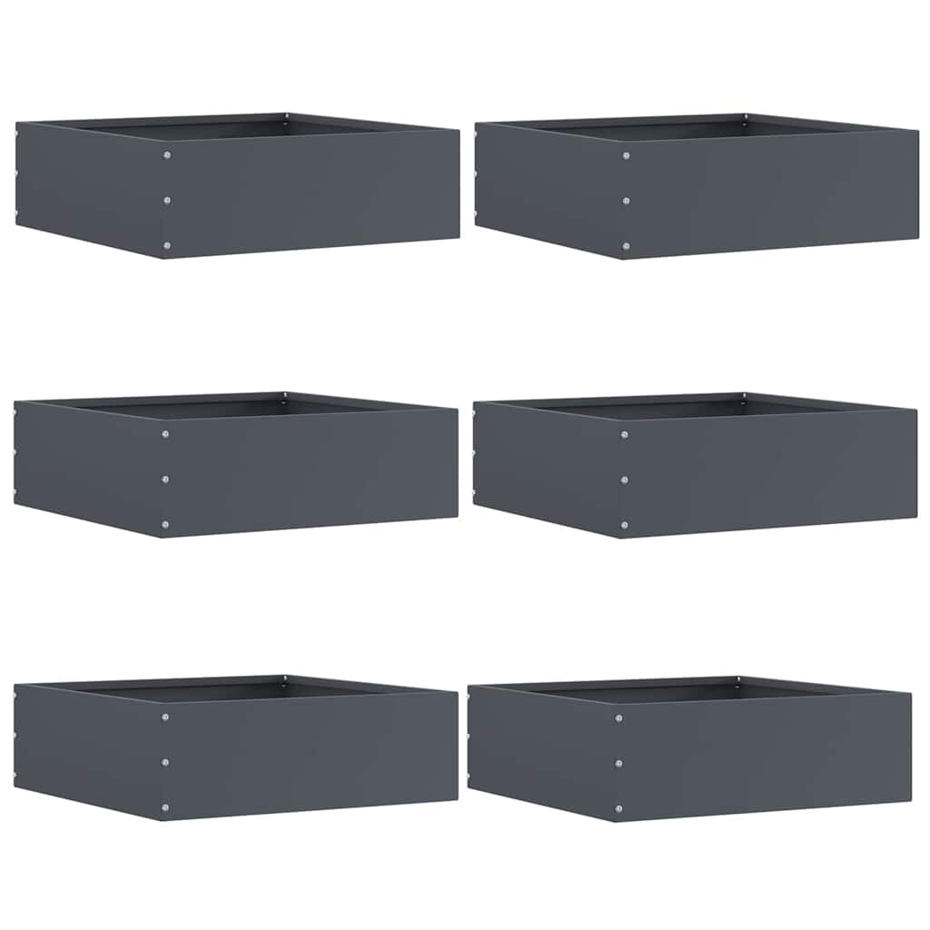 vidaXL Krawężnik do trawnika 6 pcs Antracyt 40 x 40 x 13 cm Stal