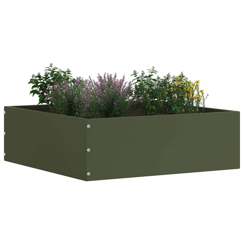 vidaXL Krawężnik do trawnika Zielony oliwkowy 40 x 40 x 13 cm Stal