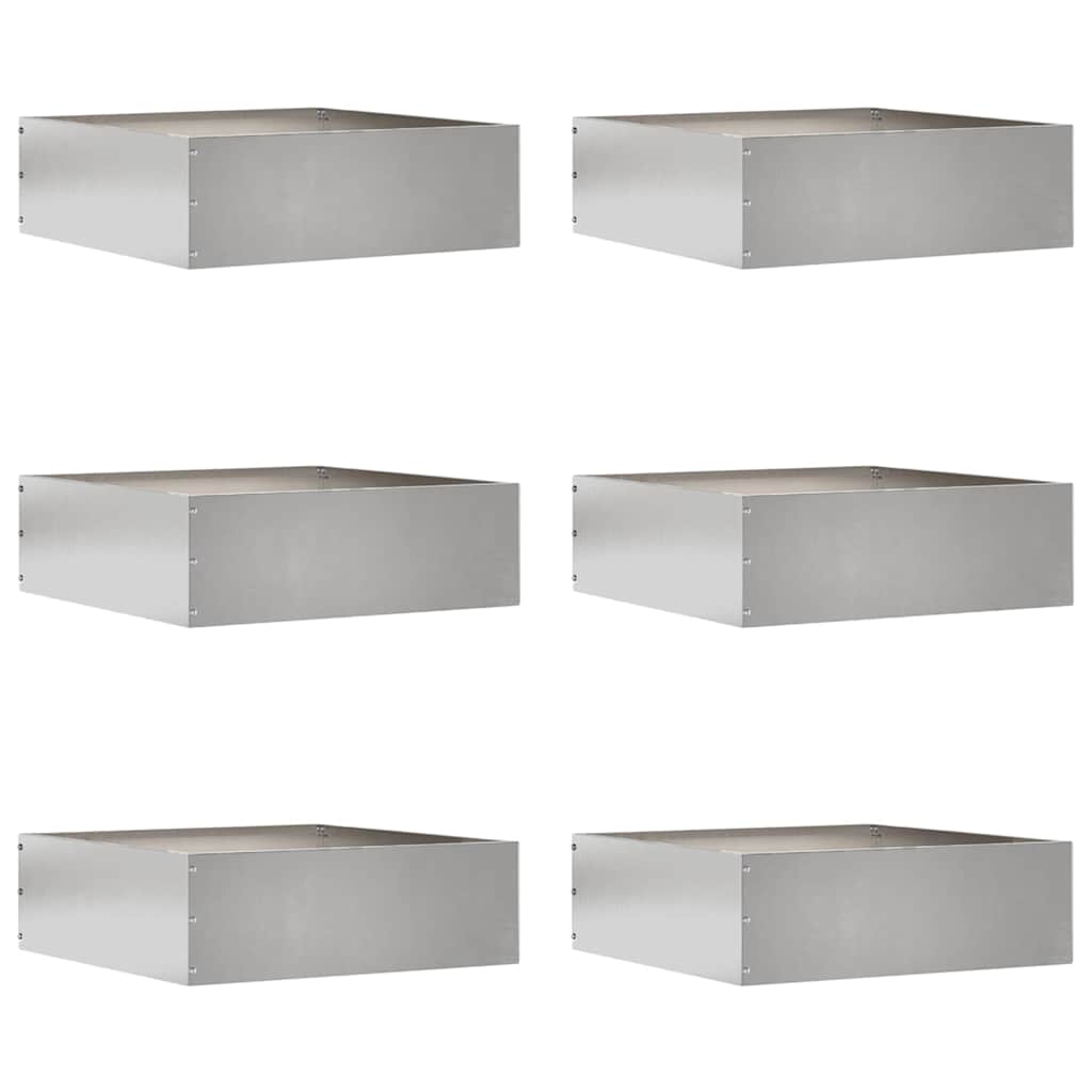 vidaXL Krawężnik do trawnika 6 pcs Srebrny 40 x 40 x 13 cm