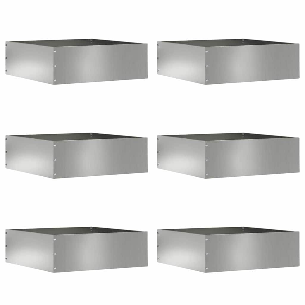 vidaXL Krawężnik do trawnika 6 pcs Srebrny 40 x 40 x 13 cm