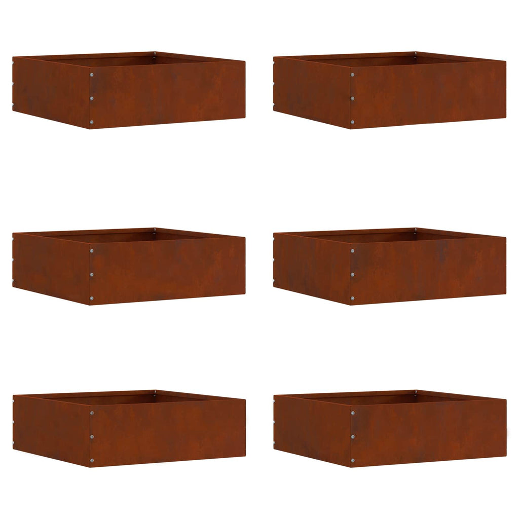 vidaXL Krawężnik do trawnika 6 pcs Rdzawy 40 x 40 x 13 cm