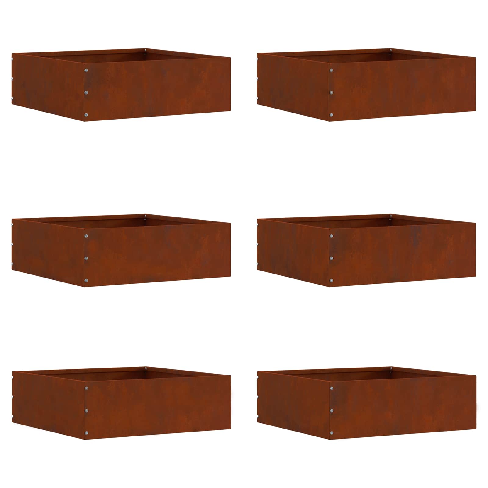 vidaXL Krawężnik do trawnika 6 pcs Rdzawy 40 x 40 x 13 cm