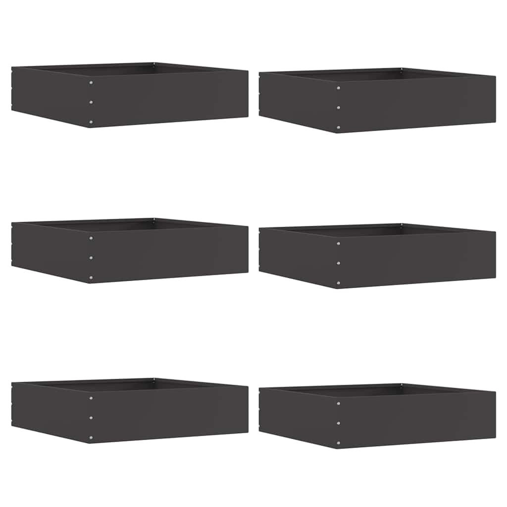 vidaXL Krawężnik do trawnika 6 pcs Czarny 50 x 50 x 13 cm Stal