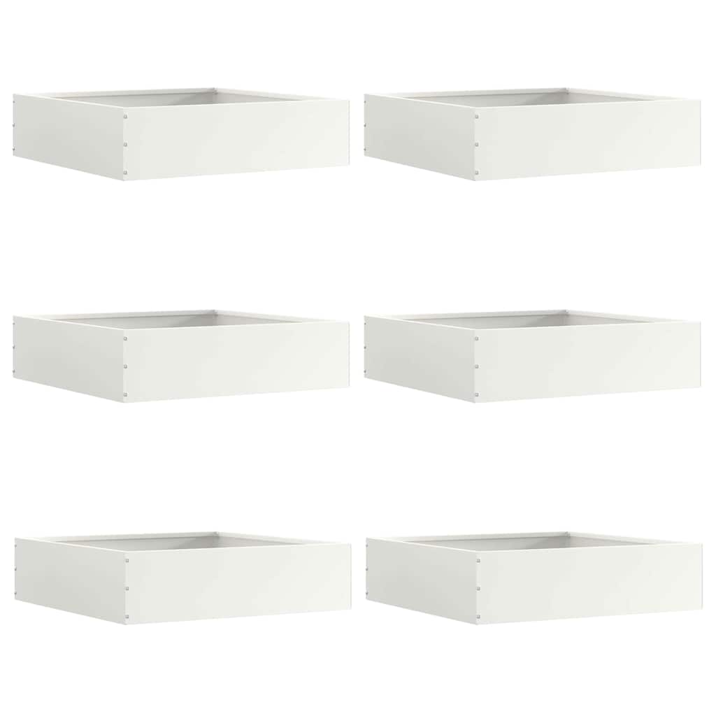 vidaXL Krawężnik do trawnika 6 pcs Biały 50 x 50 x 13 cm Stal