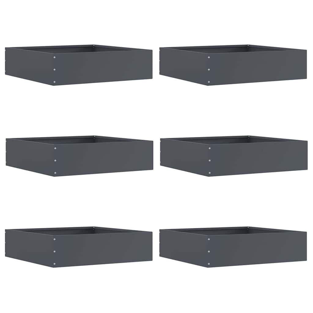 vidaXL Krawężnik do trawnika 6 pcs Antracyt 50 x 50 x 13 cm Stal