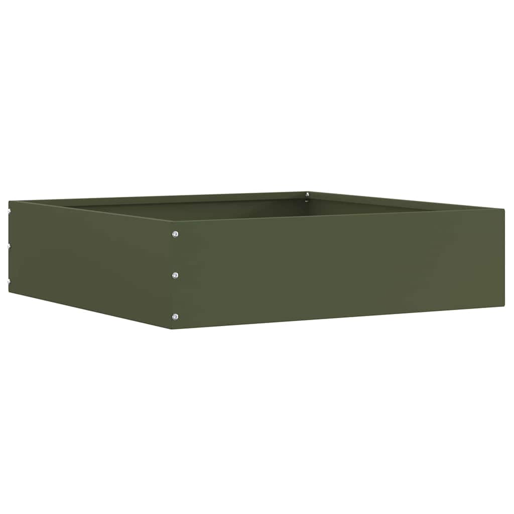 vidaXL Krawężnik do trawnika oliwkowy 50 x 50 x 13 cm Stal