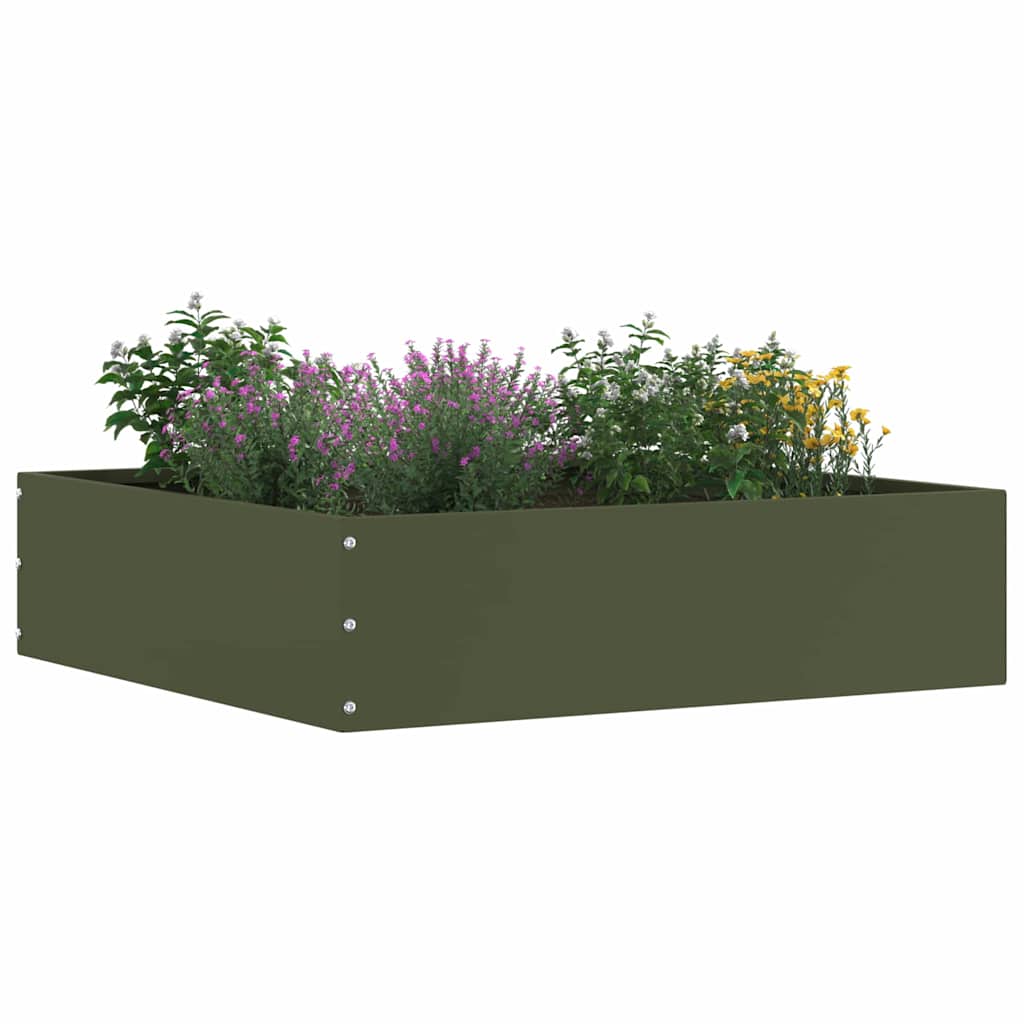 vidaXL Krawężnik do trawnika oliwkowy 50 x 50 x 13 cm Stal