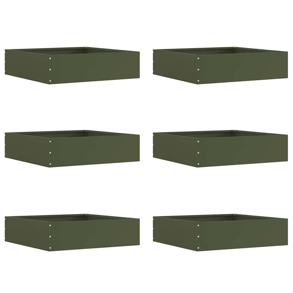 vidaXL Krawężnik do trawnika 6 pcs Zielony oliwkowy 50 x 50 x 13 cm