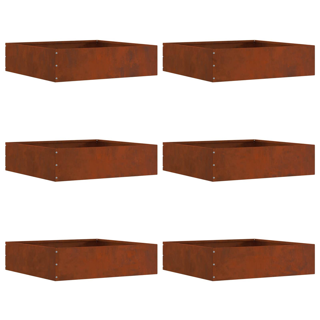 vidaXL Krawężnik do trawnika 6 pcs Rdzawy 50 x 50 x 13 cm