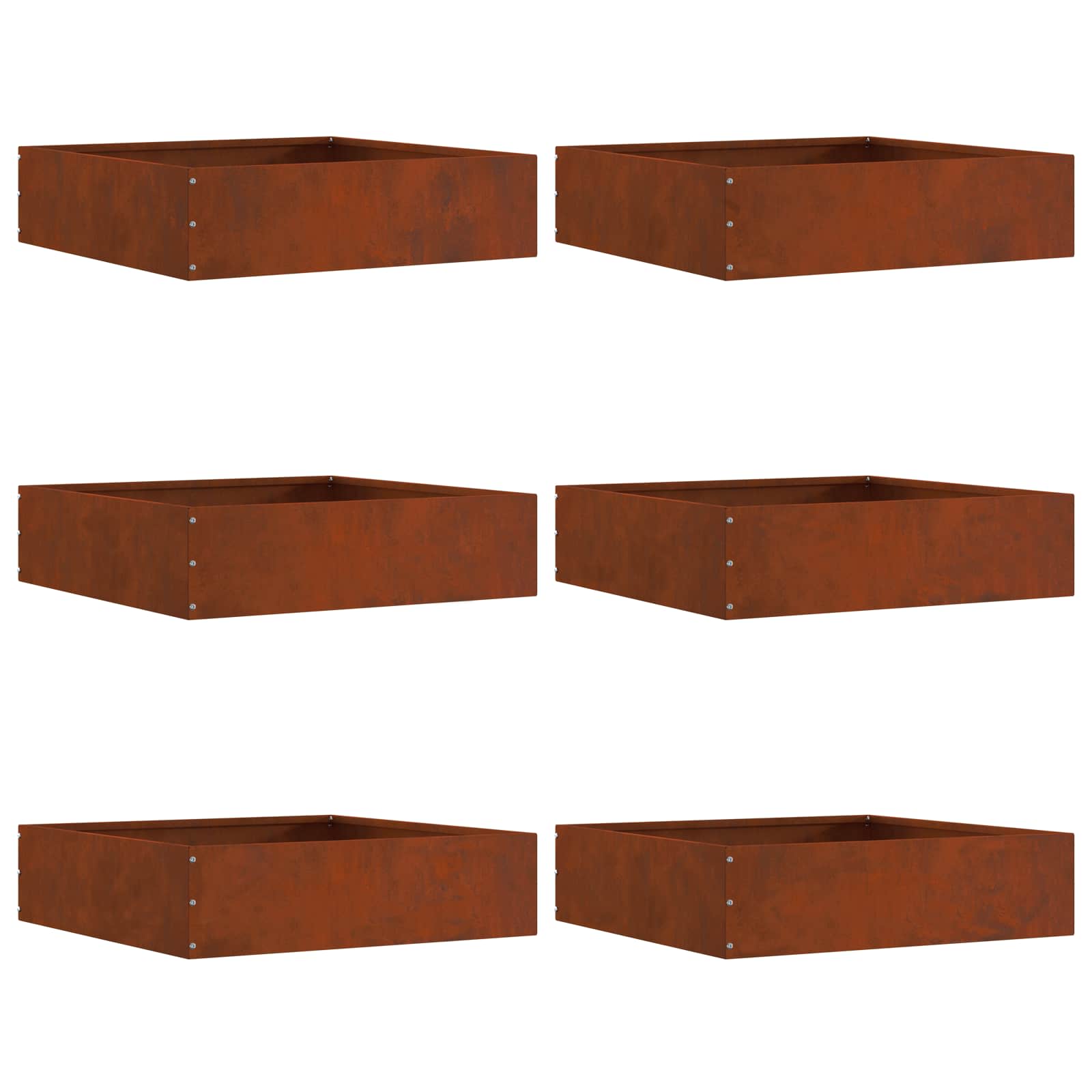 vidaXL Krawężnik do trawnika 6 pcs Rdzawy 50 x 50 x 13 cm