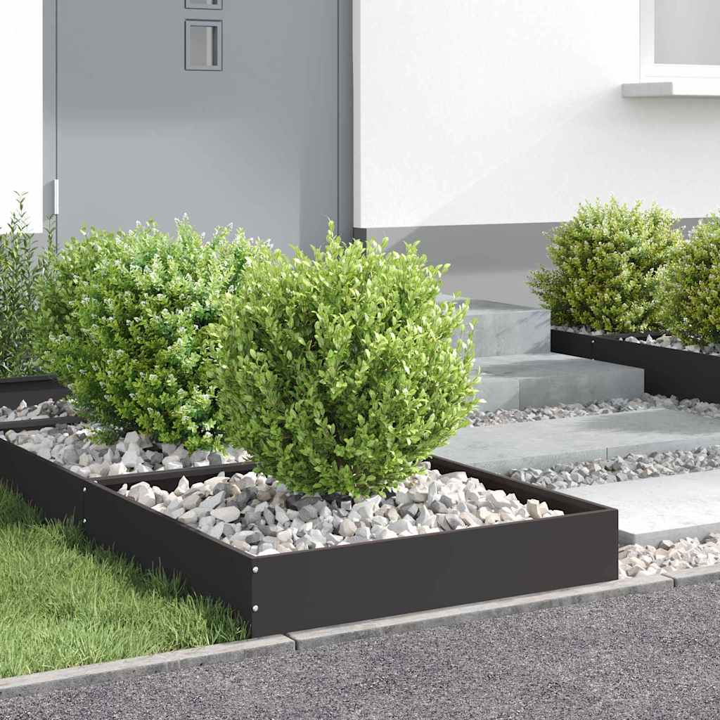 vidaXL Krawężnik do trawnika 6 pcs Czarny 60 x 60 x 13 cm Stal